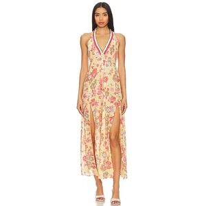Poupette St Barth Nava Midi 90s Yellow Floral Maxi Dress Women's XS